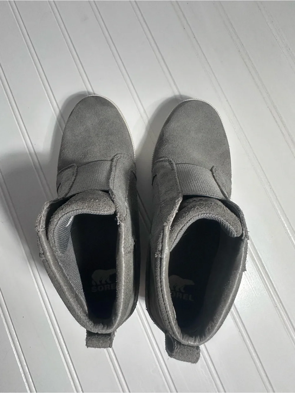 Sorel gray suede Out N About wedge ankle boots women’s 7
